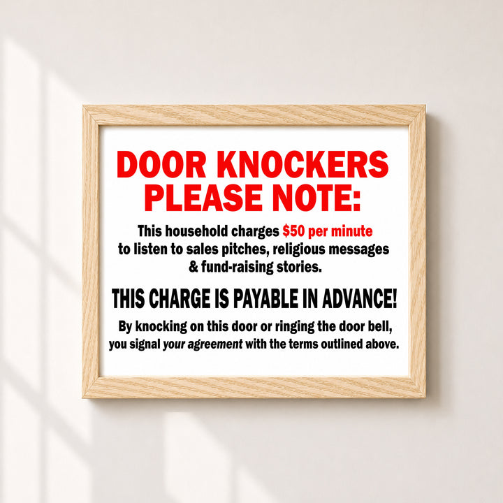 Door Knockers Please Note Funny Wall Art