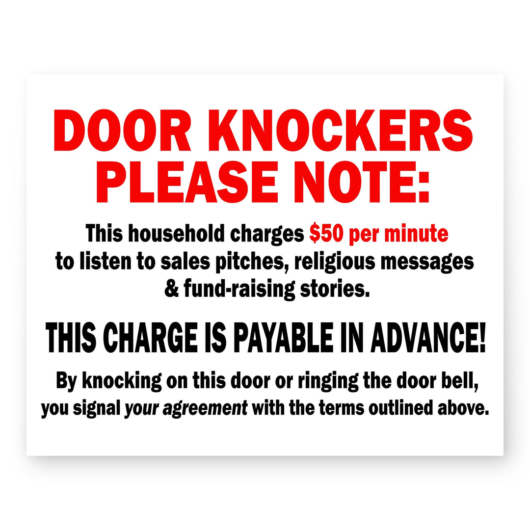 Door Knockers Please Note Funny Wall Art