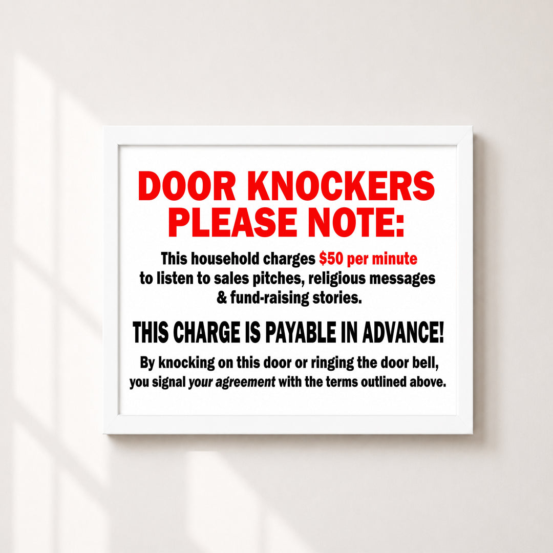 Door Knockers Please Note Funny Wall Art