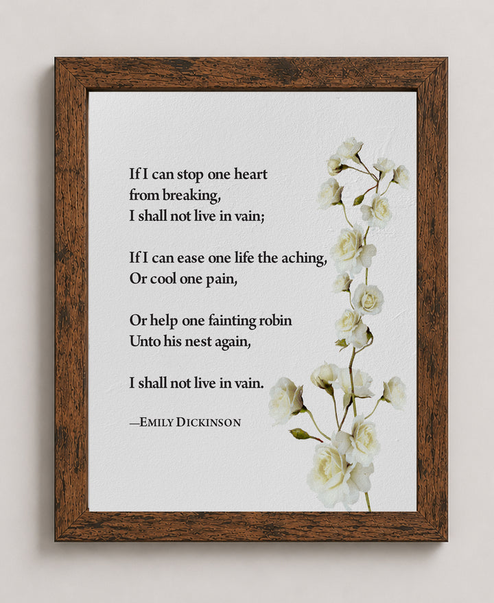 If I Can Stop One Heart Inspirational Wall Art