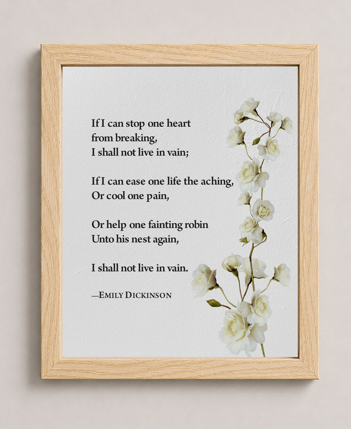 If I Can Stop One Heart Inspirational Wall Art