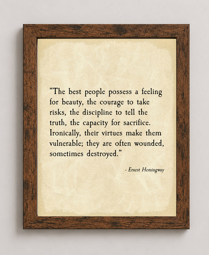 The Best People Hemingway Quote Minimalist Inspirational Wall Art