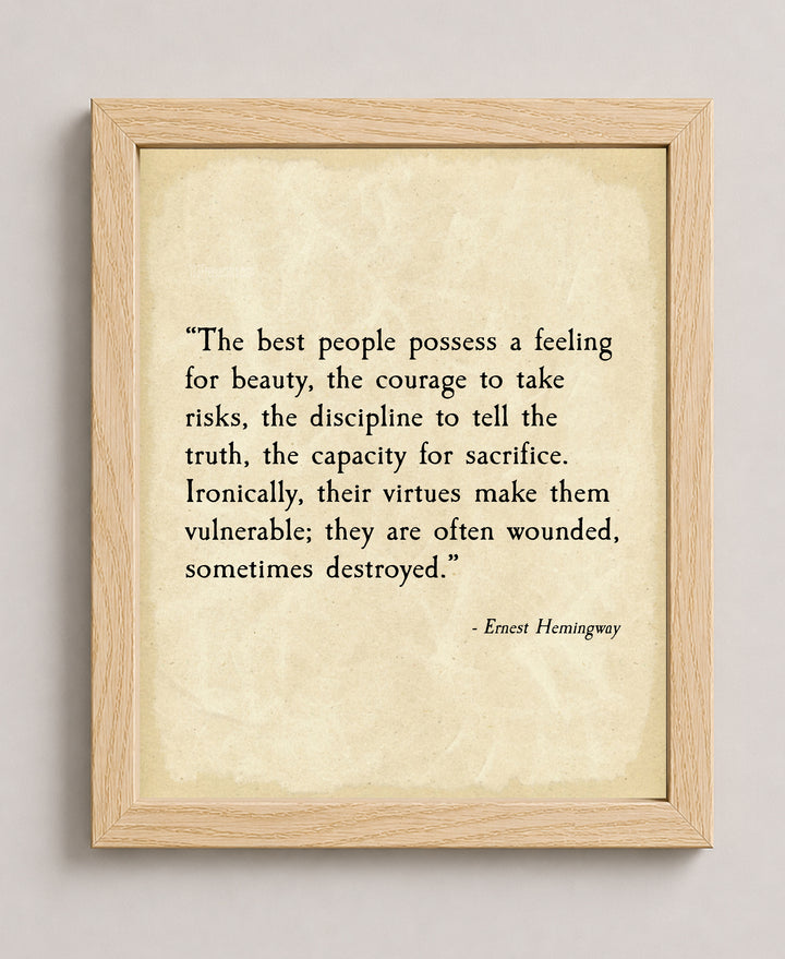 The Best People Hemingway Quote Minimalist Inspirational Wall Art