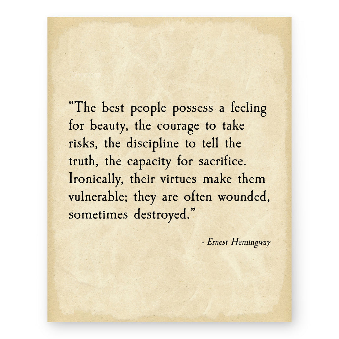 The Best People Hemingway Quote Minimalist Inspirational Wall Art