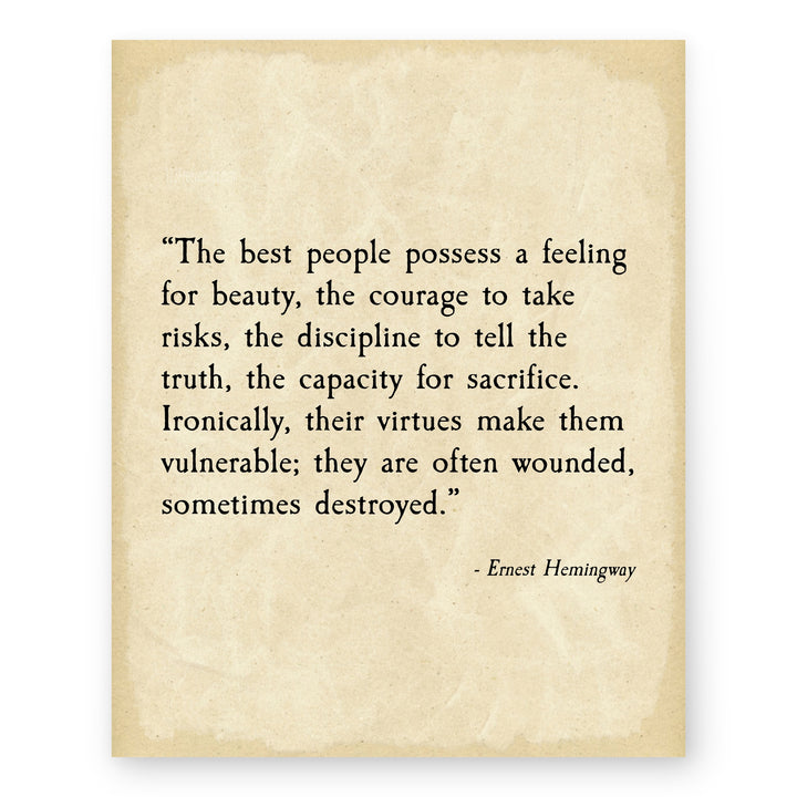 The Best People Hemingway Quote Minimalist Inspirational Wall Art