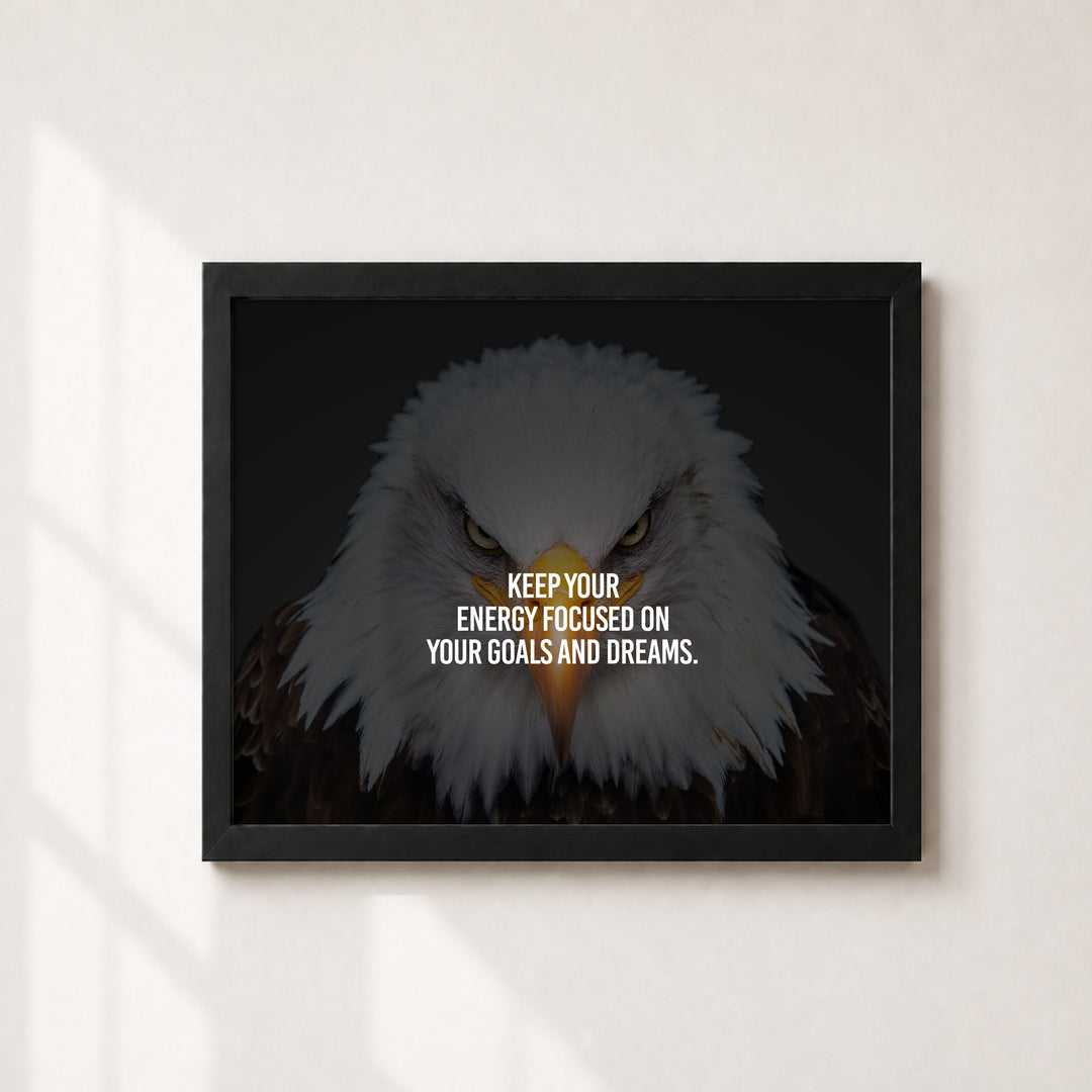 Bald Eagle Focused On Goals Inspirational Wall Art