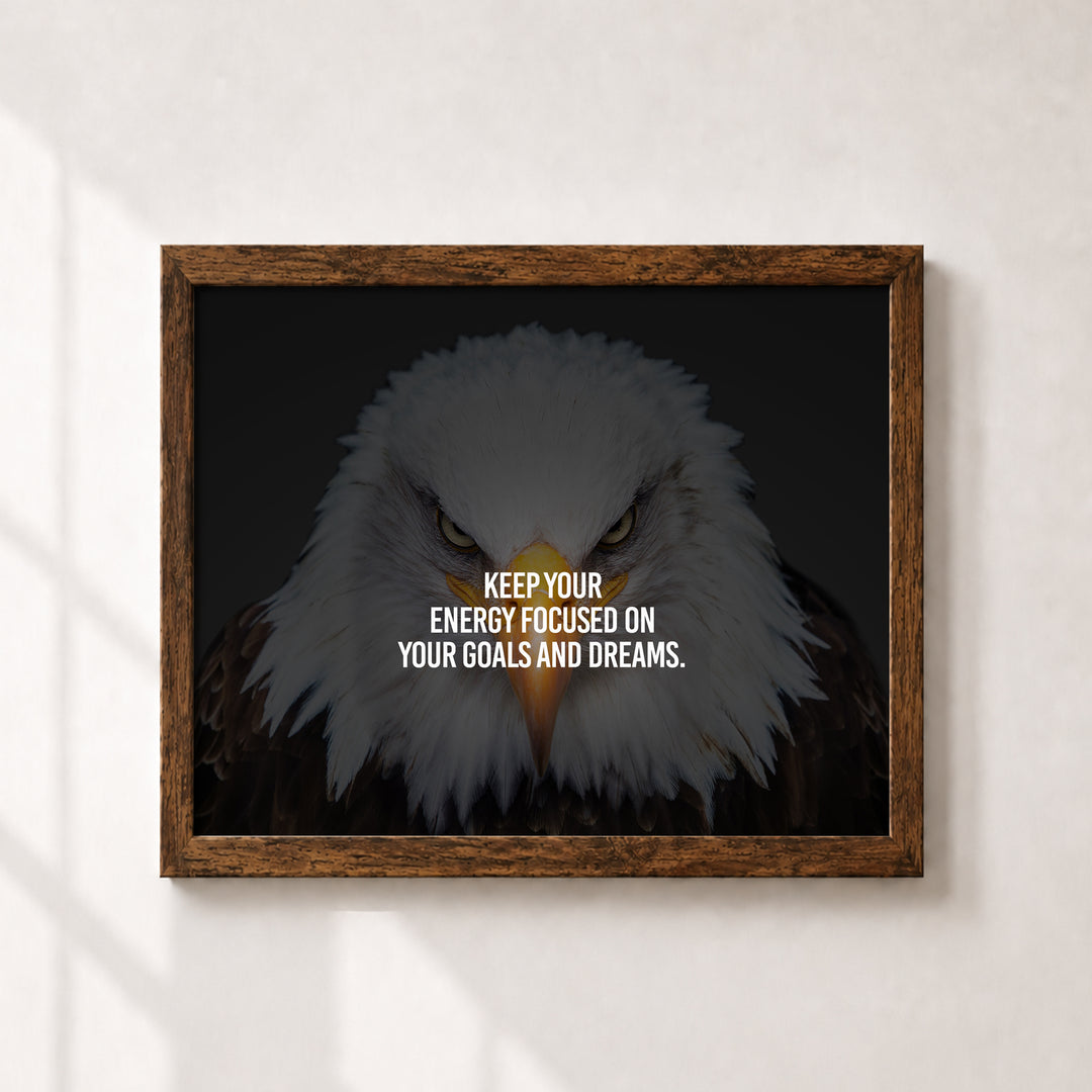 Bald Eagle Focused On Goals Inspirational Wall Art