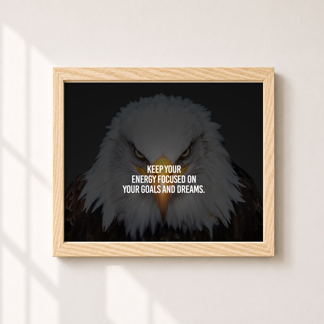 Bald Eagle Focused On Goals Inspirational Wall Art