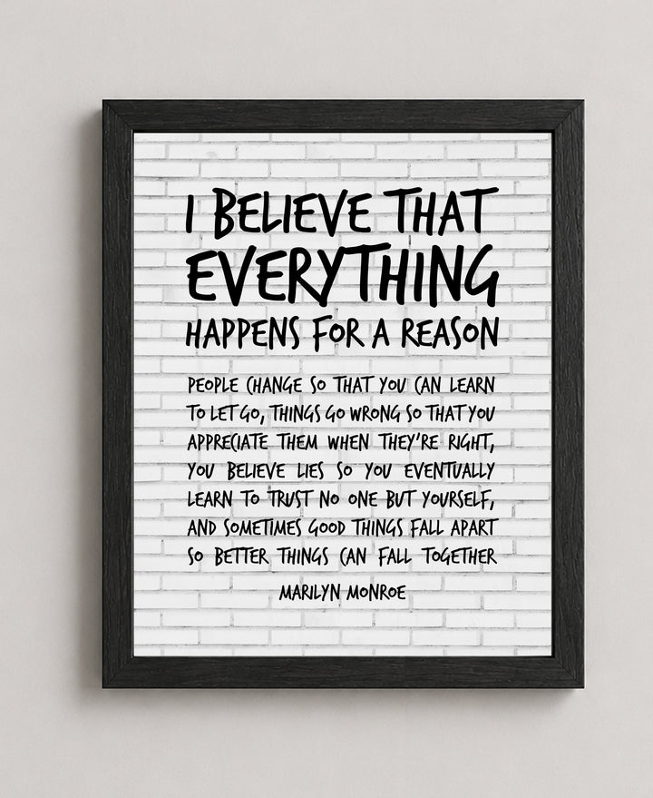 Everything Happens for a Reason Family Inspirational Wall Art