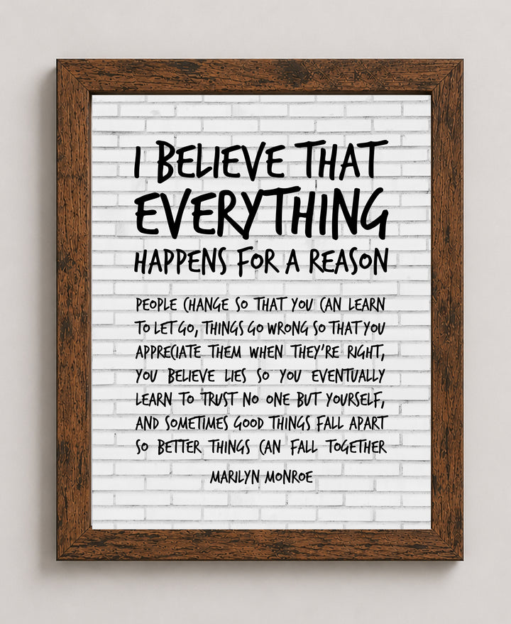 Everything Happens for a Reason Family Inspirational Wall Art