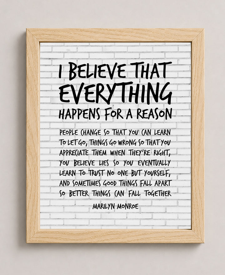 Everything Happens for a Reason Family Inspirational Wall Art