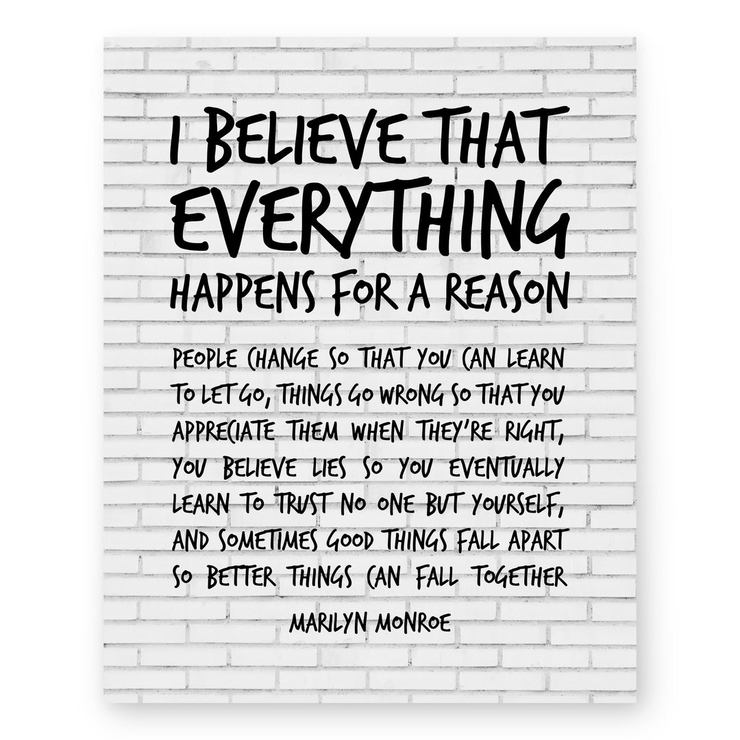 Everything Happens for a Reason Family Inspirational Wall Art