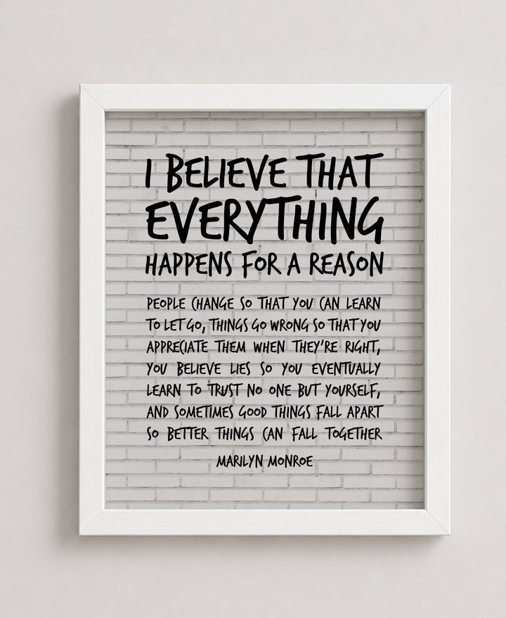 Everything Happens for a Reason Family Inspirational Wall Art