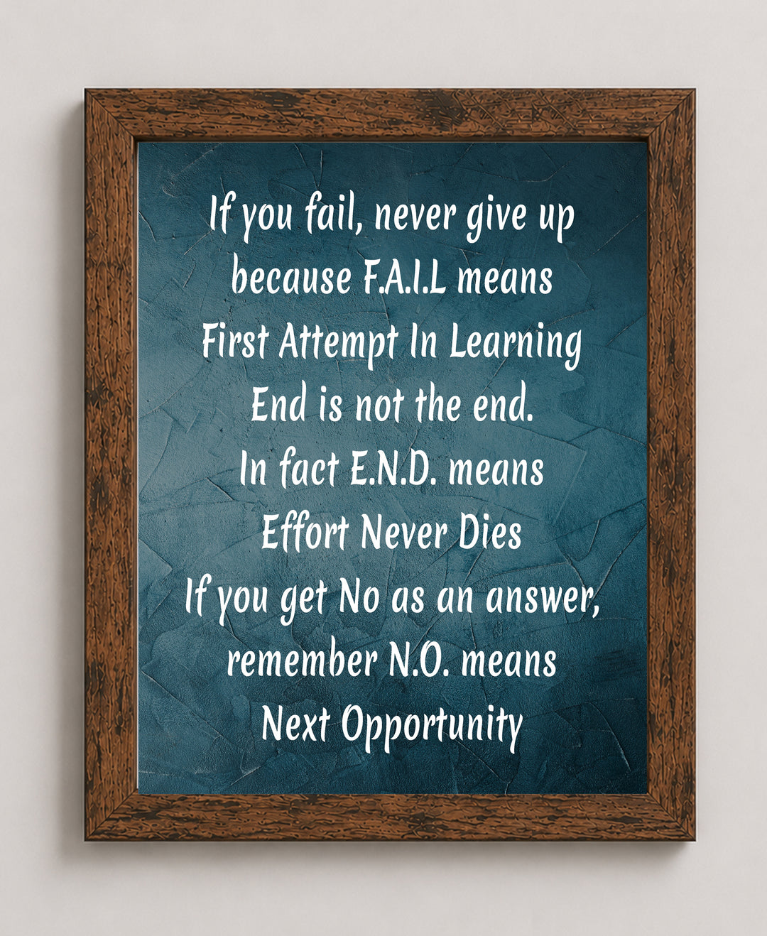 If You Fail Never Give Up Inspirational Wall Art