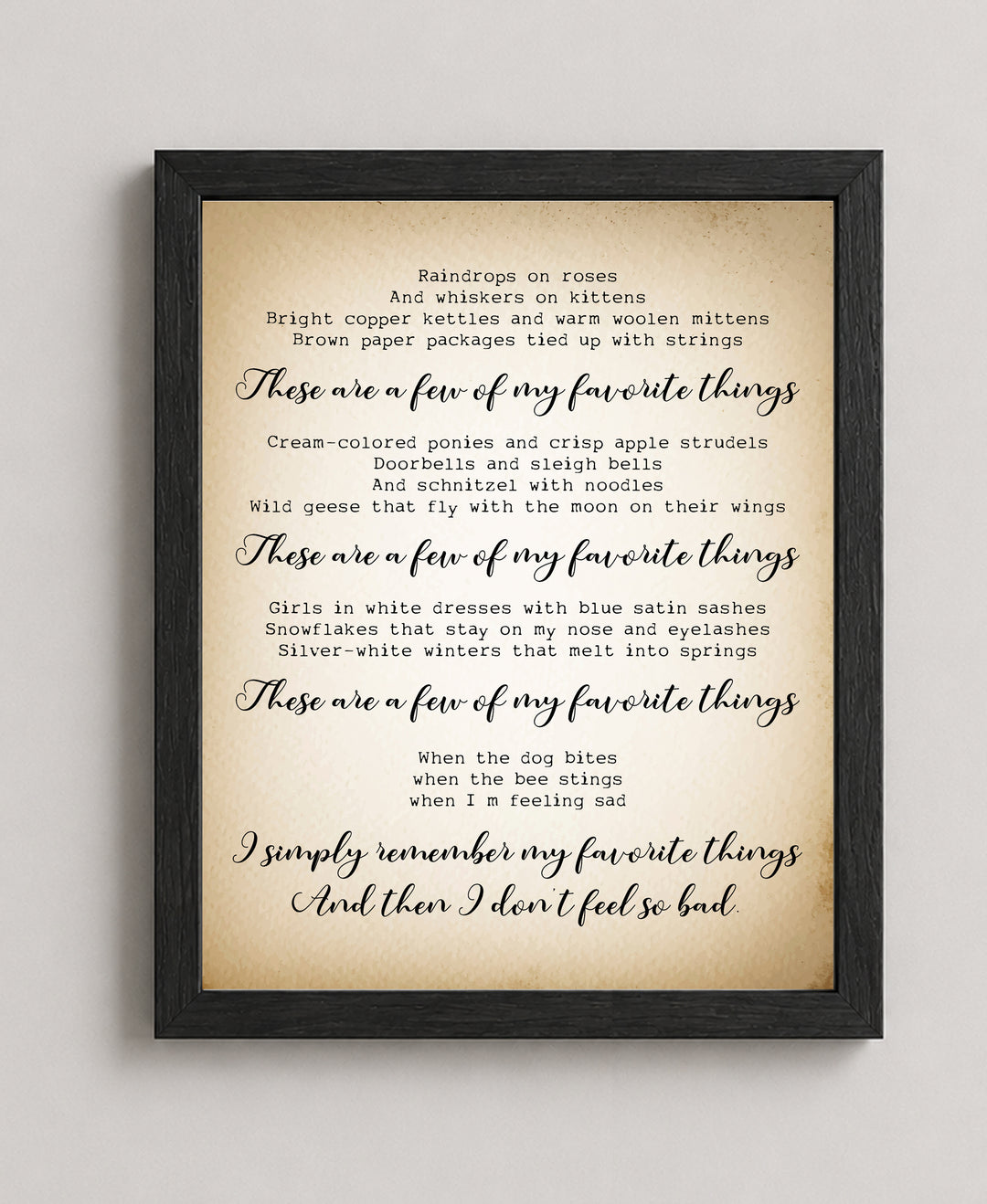 My Favorite Things Sound of Music Retro Wall Art