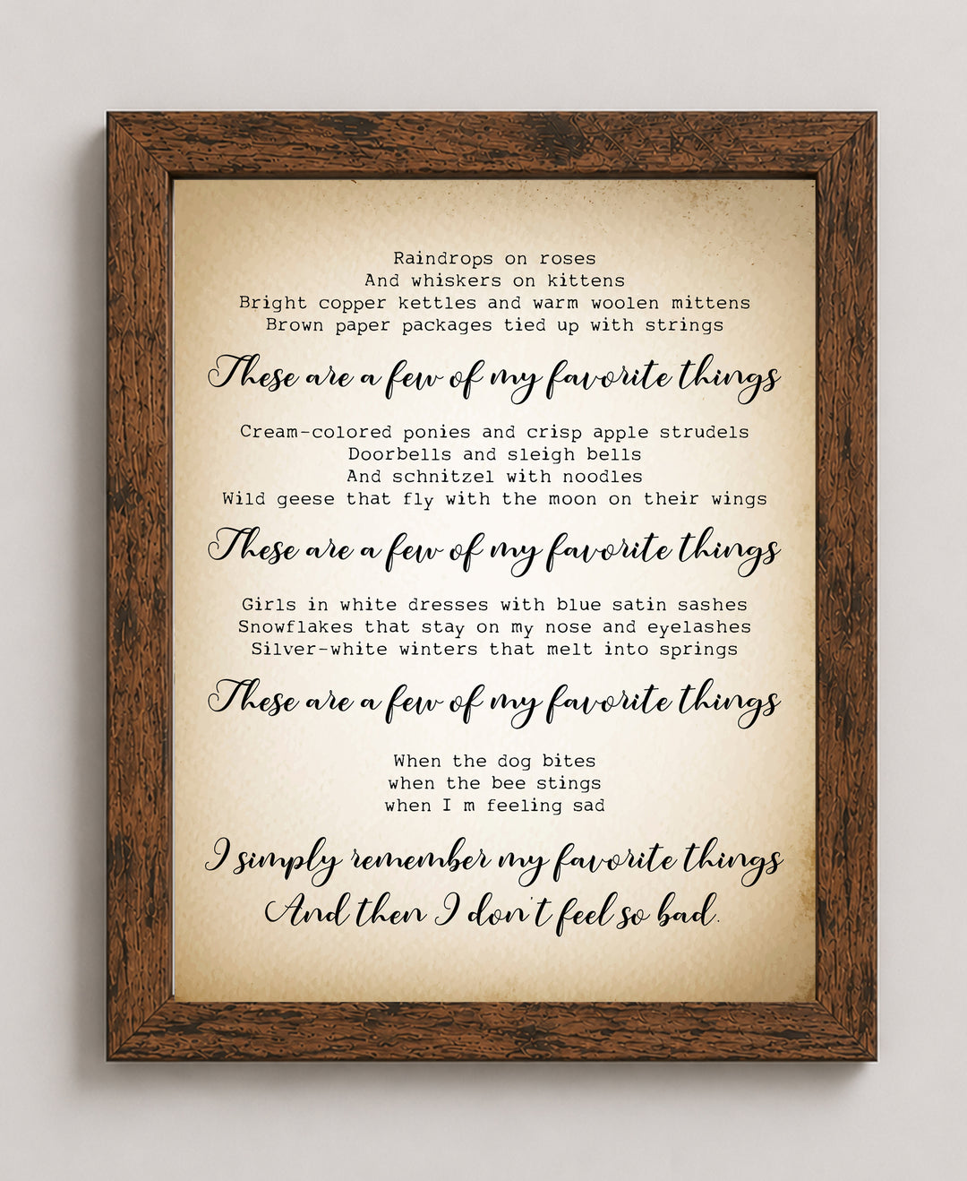 My Favorite Things Sound of Music Retro Wall Art