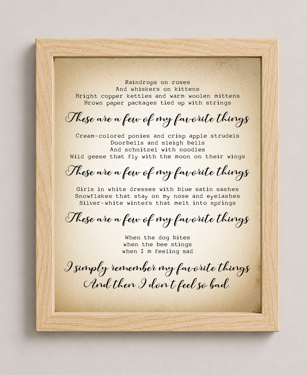 My Favorite Things Sound of Music Retro Wall Art