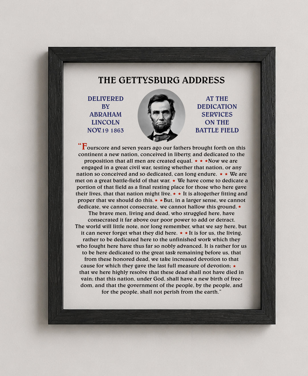 Abraham Lincoln The Gettysburg Address Patriotic Wall Art