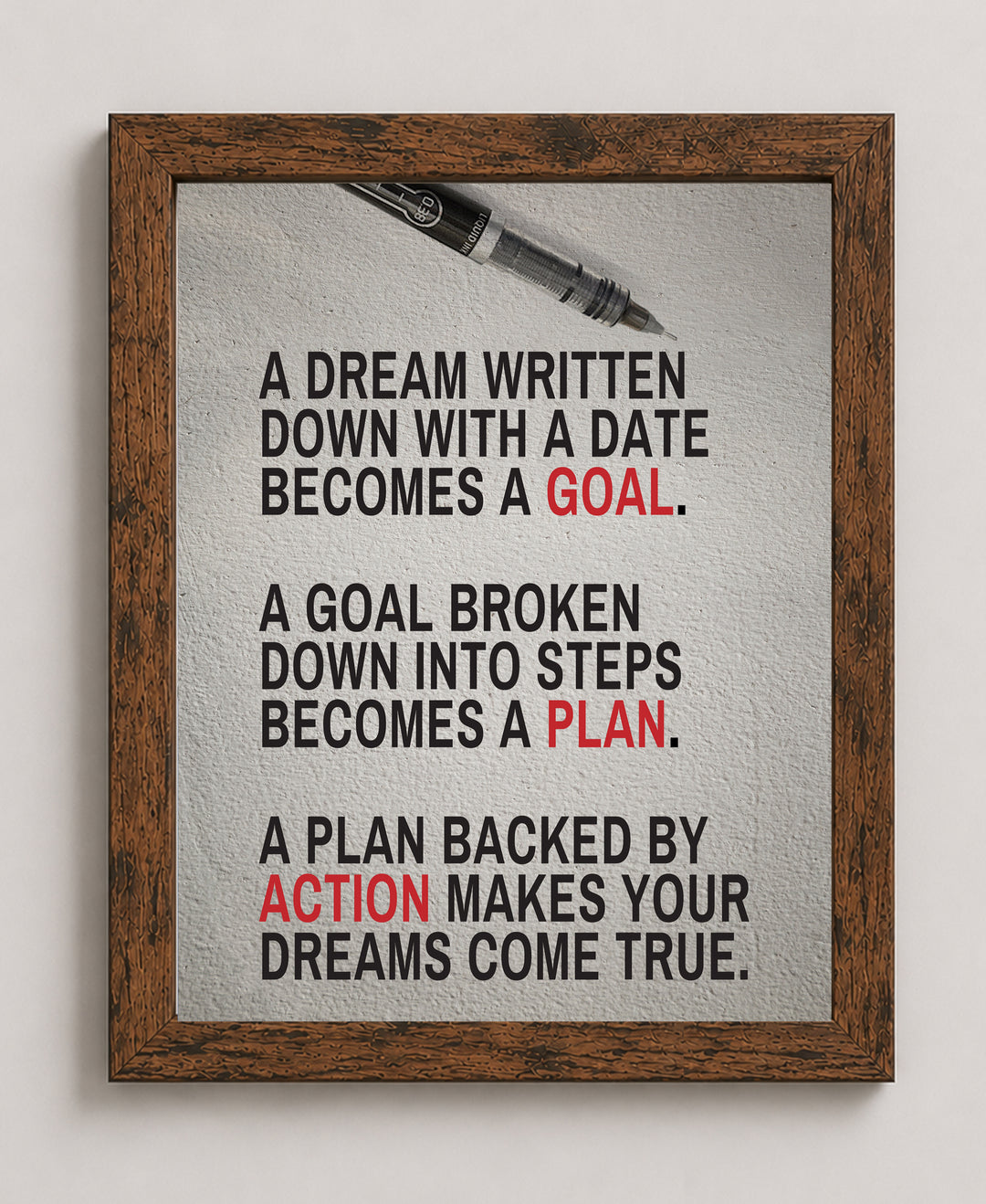 Dream Written Down Becomes Goal Inspirational Wall Art
