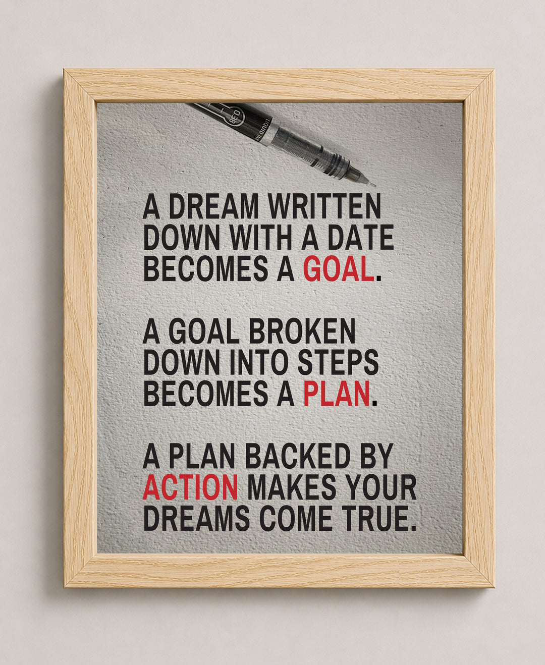 Dream Written Down Becomes Goal Inspirational Wall Art