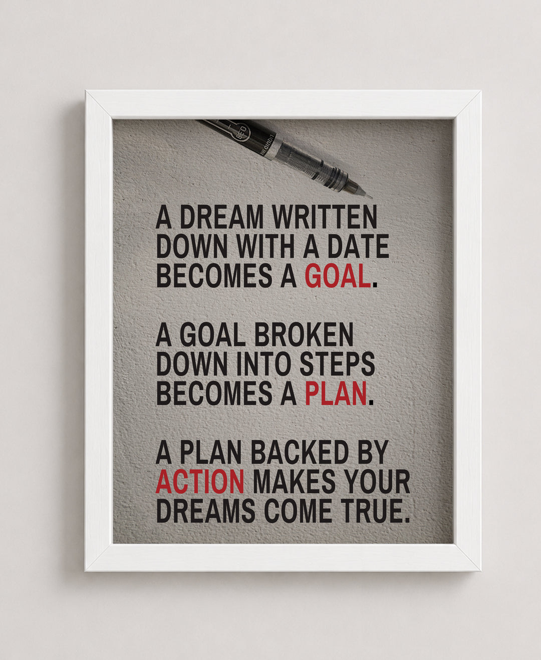 Dream Written Down Becomes Goal Inspirational Wall Art