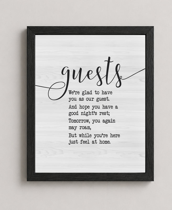 Welcome Wall Art Print Guests We re Glad Inspirational Wall Art