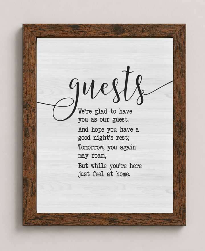 Welcome Wall Art Print Guests We re Glad Inspirational Wall Art