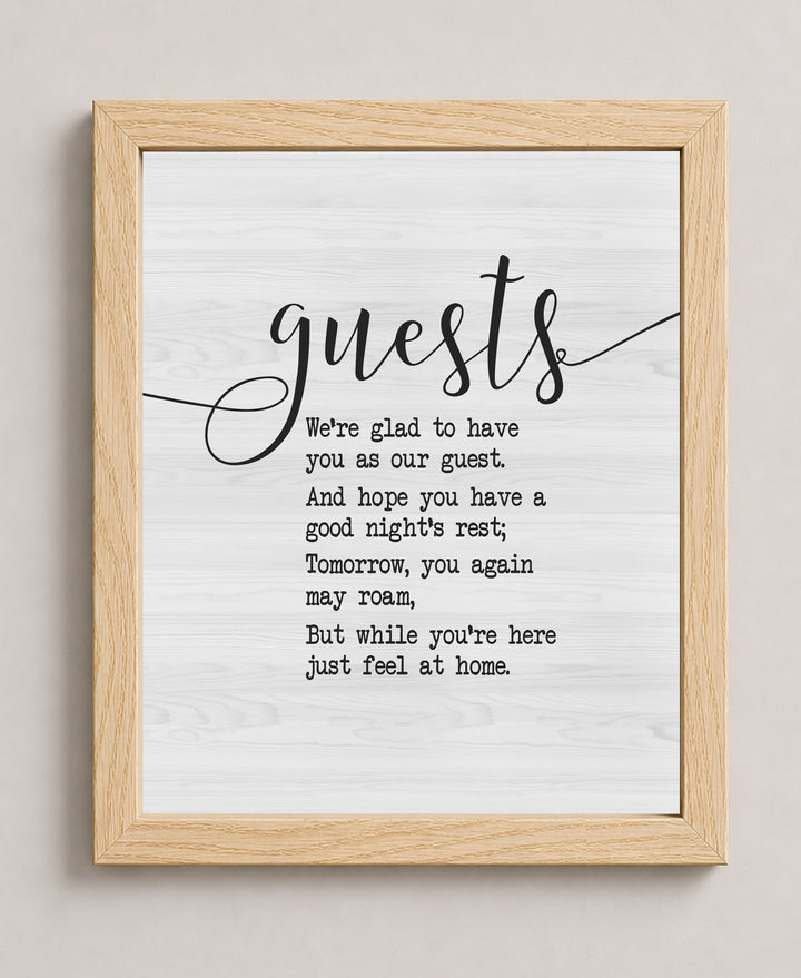 Welcome Wall Art Print Guests We re Glad Inspirational Wall Art
