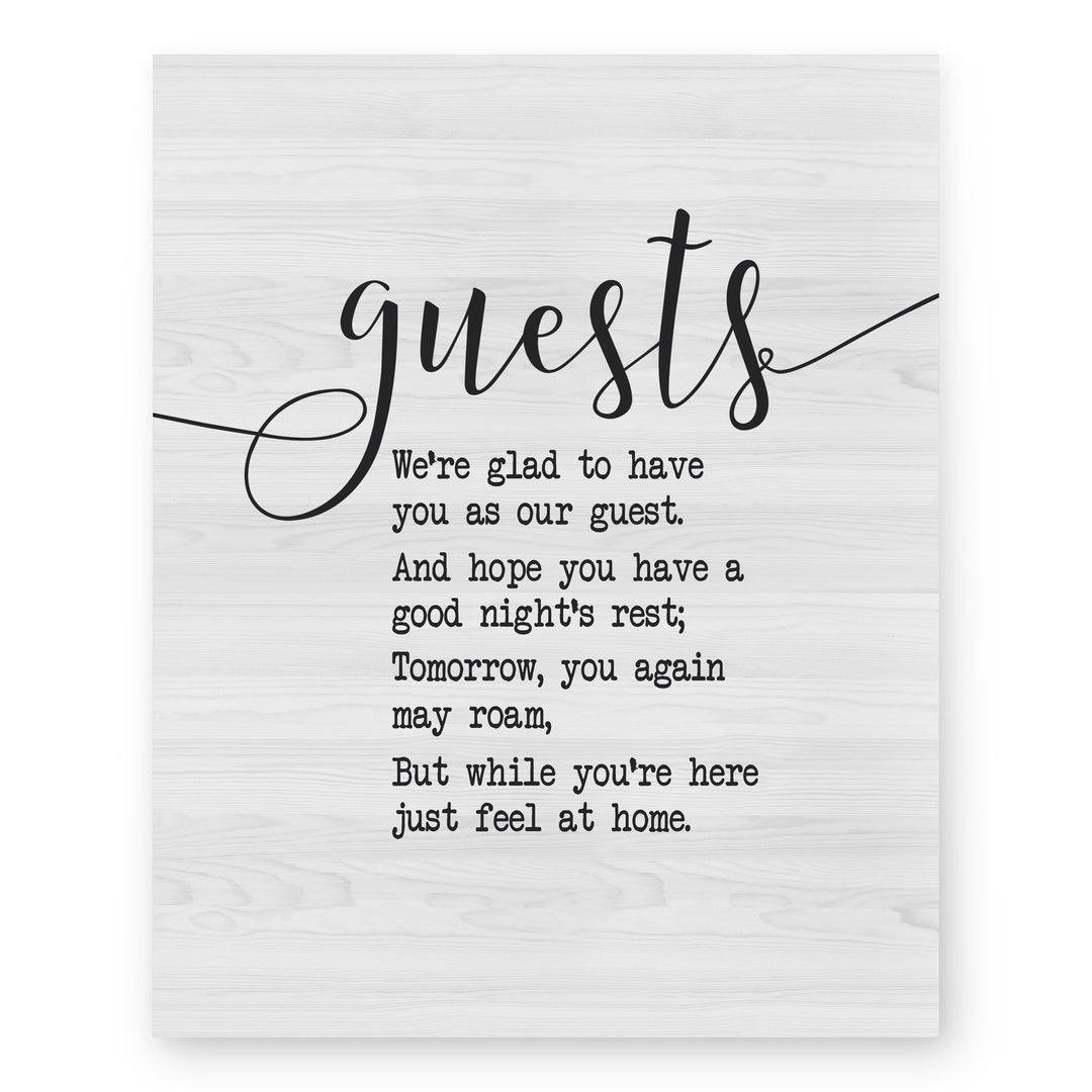 Welcome Wall Art Print Guests We re Glad Inspirational Wall Art