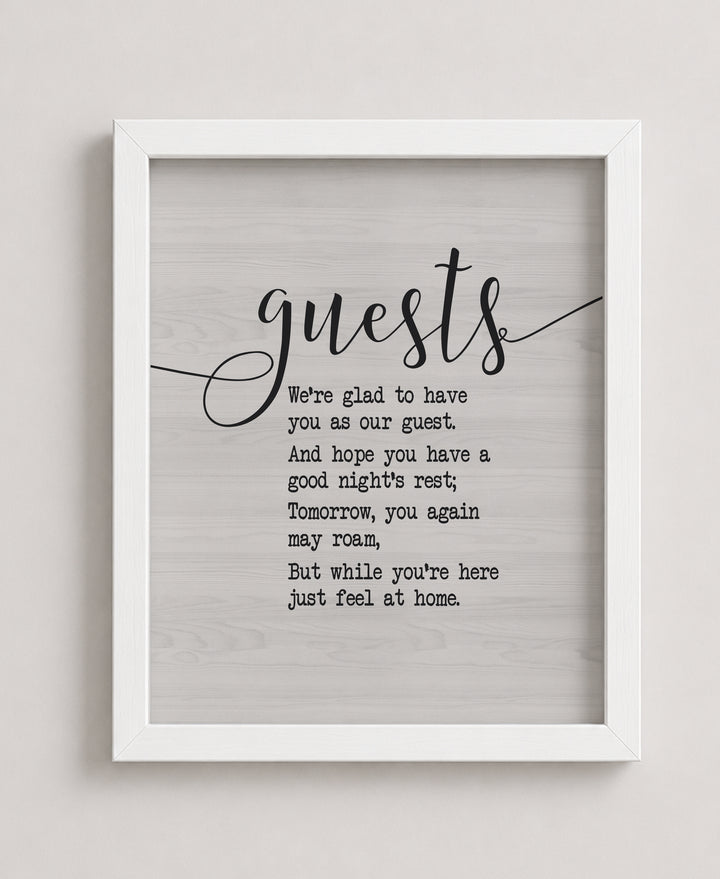 Welcome Wall Art Print Guests We re Glad Inspirational Wall Art