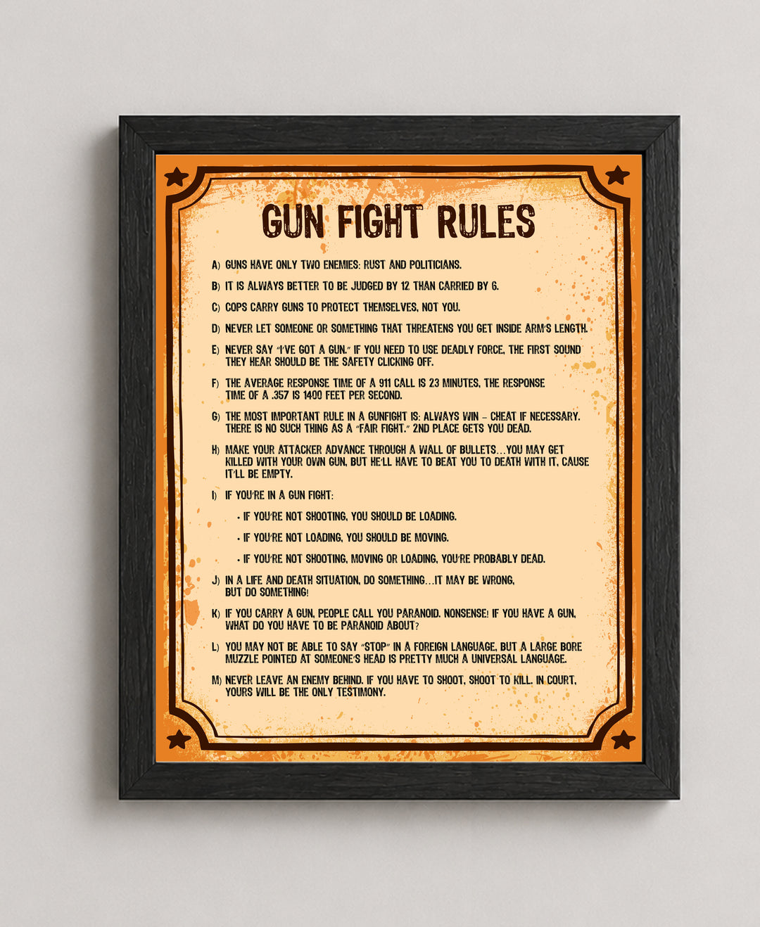 Gun Fight Rules 2nd Amendment Patriotic Wall Art