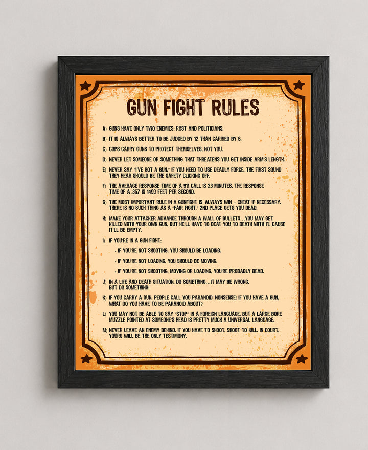 Gun Fight Rules 2nd Amendment Patriotic Wall Art