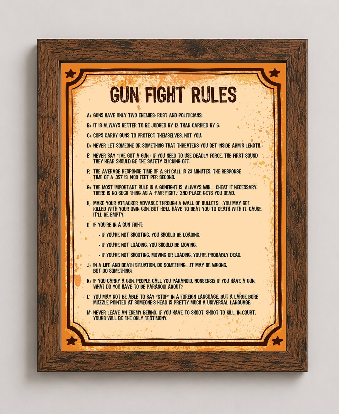 Gun Fight Rules 2nd Amendment Patriotic Wall Art