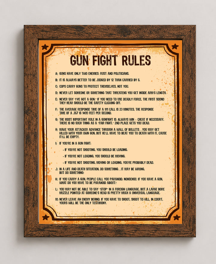 Gun Fight Rules 2nd Amendment Patriotic Wall Art