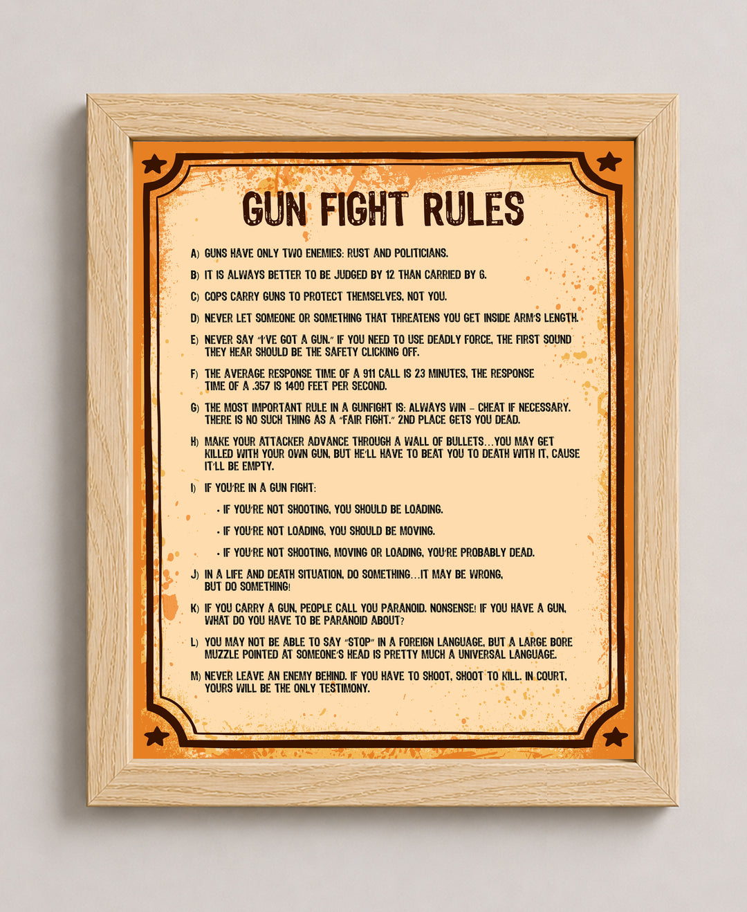 Gun Fight Rules 2nd Amendment Patriotic Wall Art