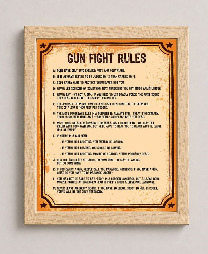 Gun Fight Rules 2nd Amendment Patriotic Wall Art