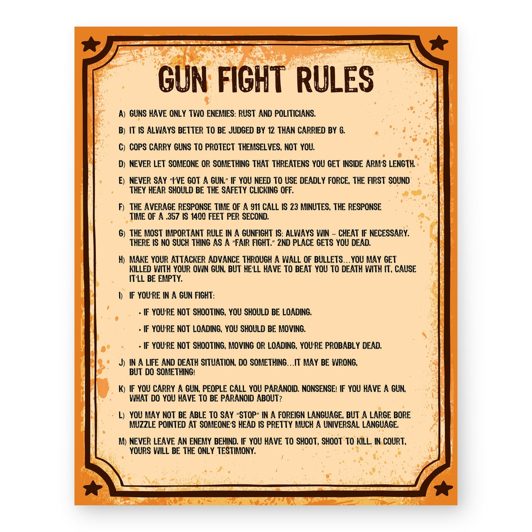 Gun Fight Rules 2nd Amendment Patriotic Wall Art