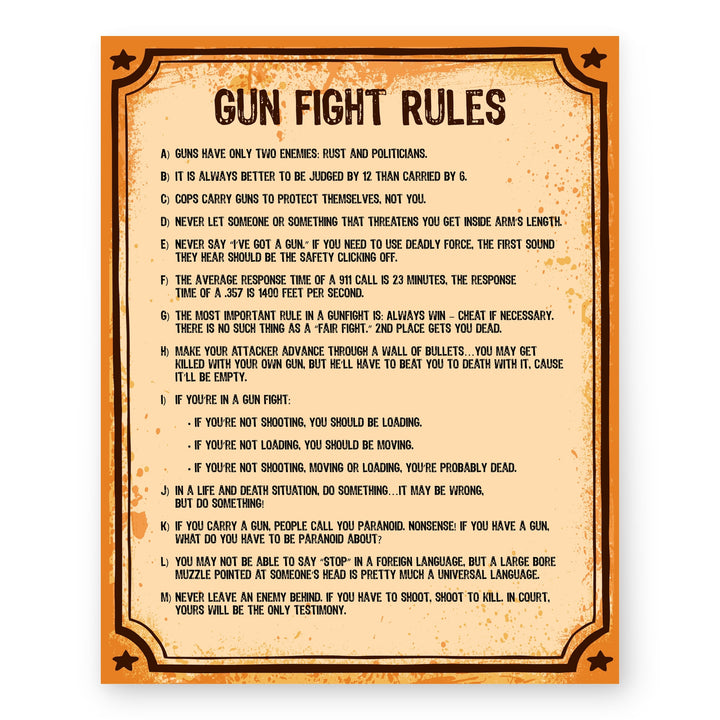 Gun Fight Rules 2nd Amendment Patriotic Wall Art