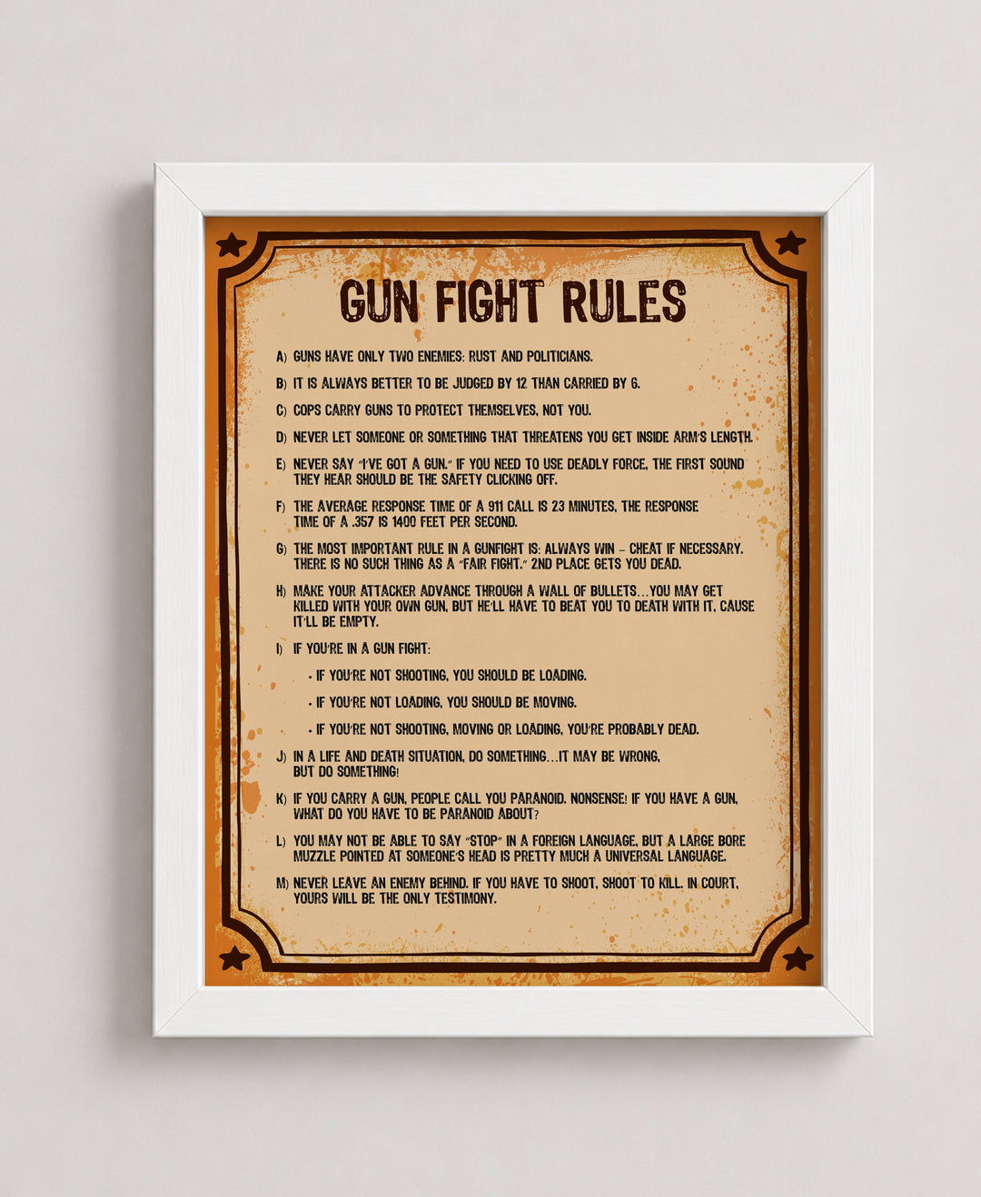 Gun Fight Rules 2nd Amendment Patriotic Wall Art