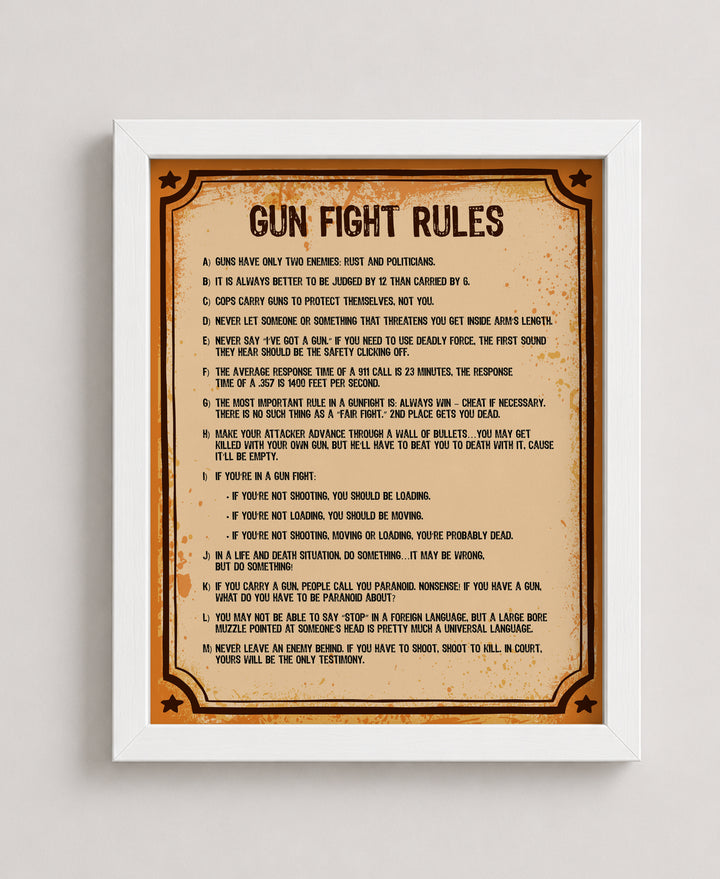Gun Fight Rules 2nd Amendment Patriotic Wall Art