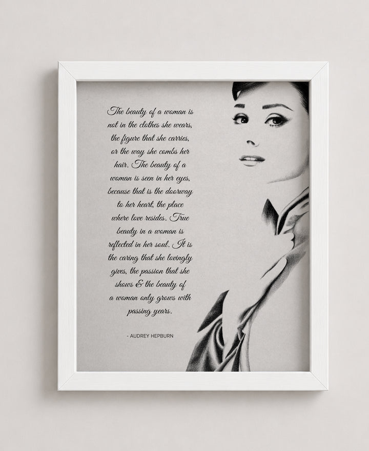 Vintage Audrey Hepburn Portrait Sketch Inspirational Wall Art
