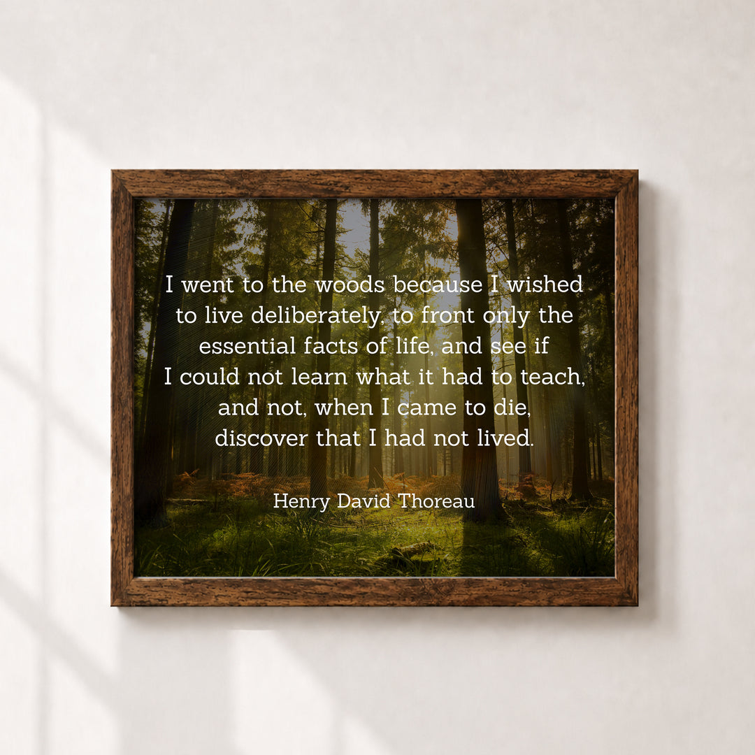 Thoreau I Went to the Woods Inspirational Wall Art