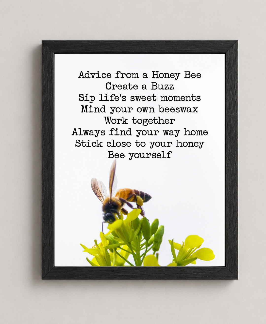 Advice From A Honey Bee Floral Inspirational Wall Art