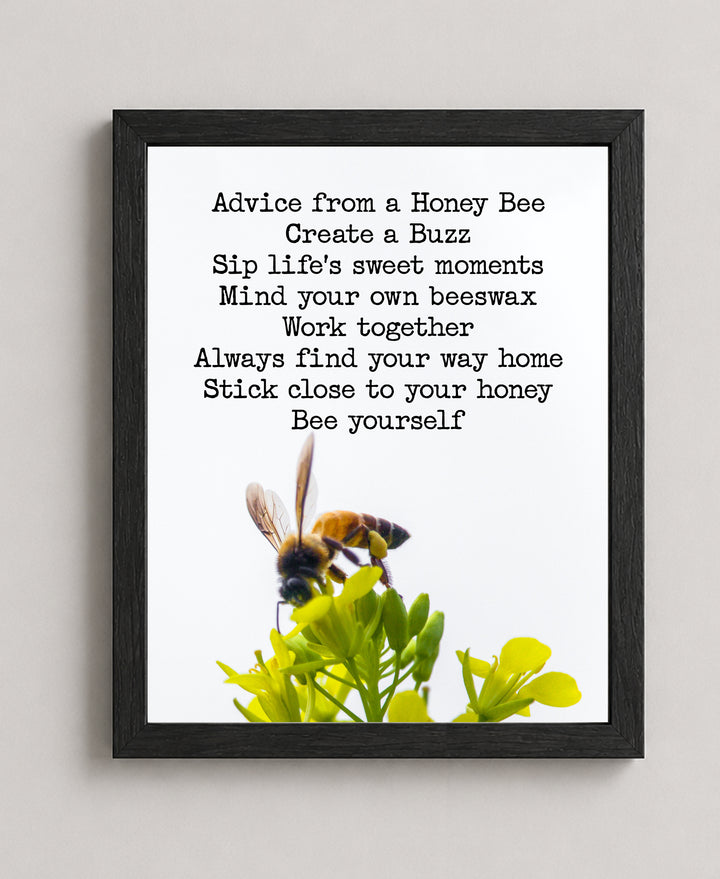 Advice From A Honey Bee Floral Inspirational Wall Art