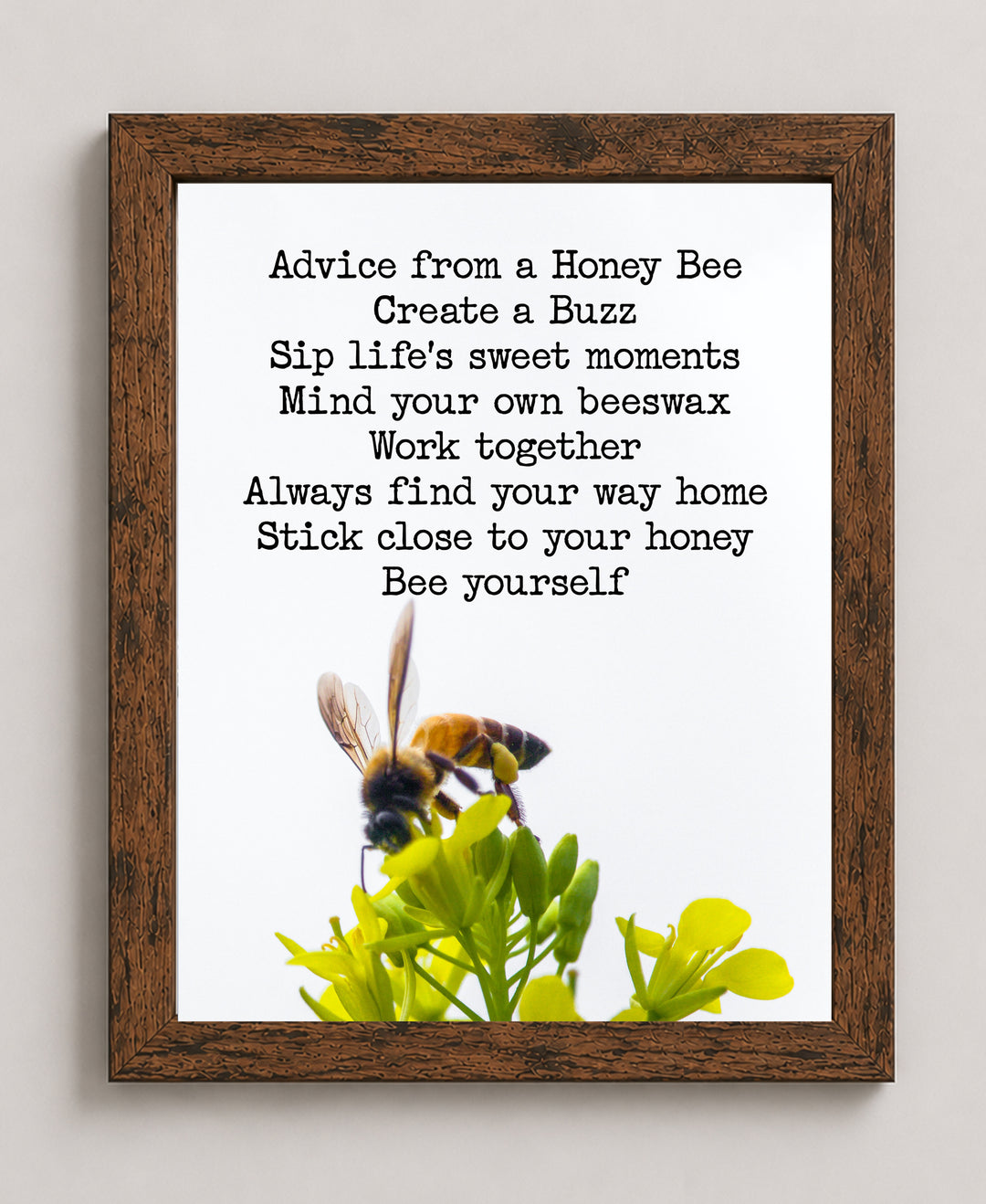Advice From A Honey Bee Floral Inspirational Wall Art