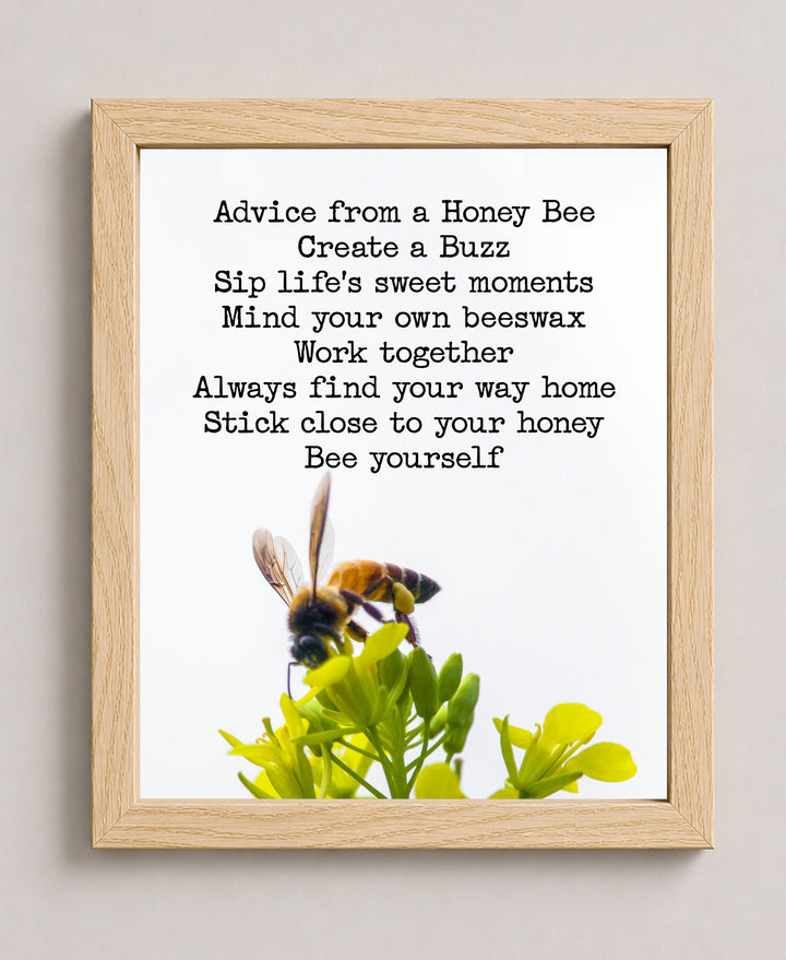 Advice From A Honey Bee Floral Inspirational Wall Art