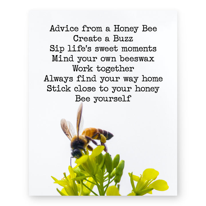 Advice From A Honey Bee Floral Inspirational Wall Art