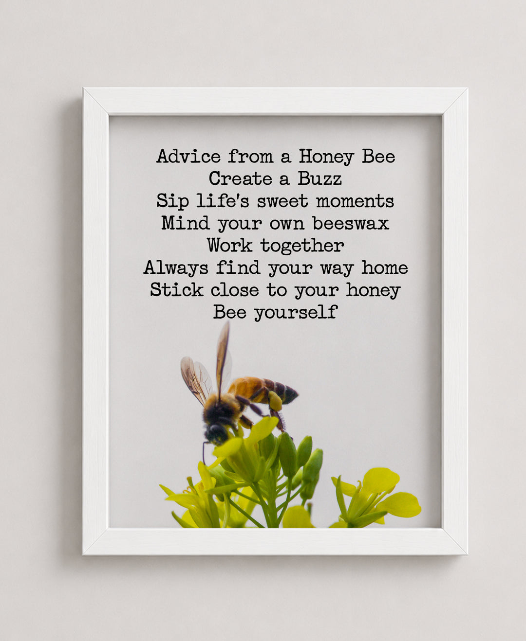 Advice From A Honey Bee Floral Inspirational Wall Art