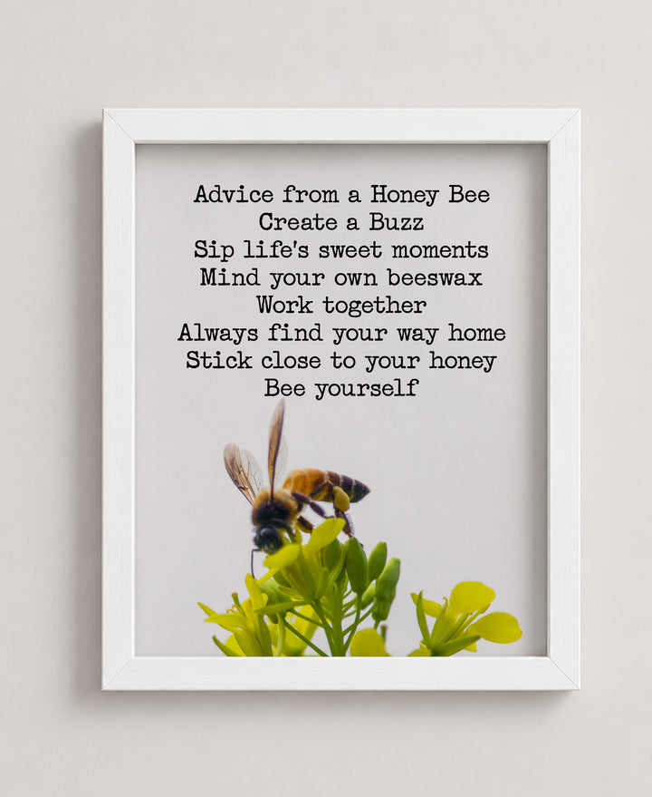 Advice From A Honey Bee Floral Inspirational Wall Art