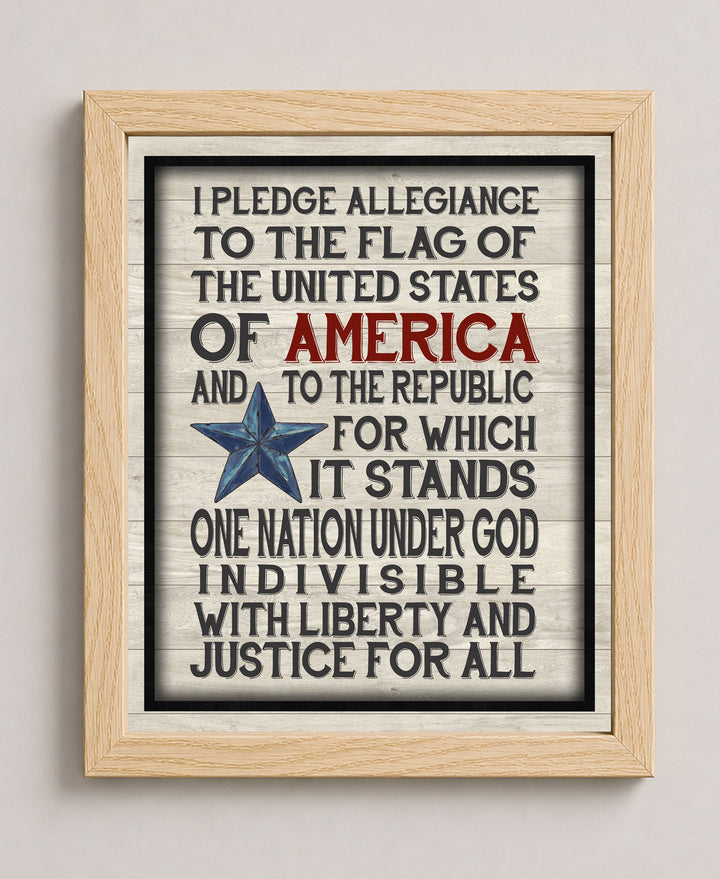 Pledge Allegiance to the Flag Patriotic Wall Art